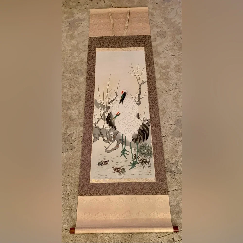 Japanese Hanging Scroll Crane Wall hanging Decoration